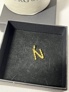 Hillberg & Berk Gold Rope Initial Letter N Charm Pendant. New.